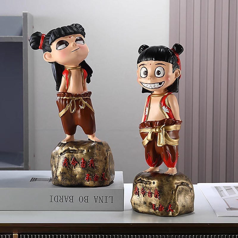 创意哪吒桌面摆件魔童降世潮玩手办客厅玄关创意个性装饰乔迁礼物