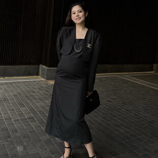 宴会定制西服高端宽松连衣裙套装 2021秋季 秋 高支西装 PEIPEI孕妇装