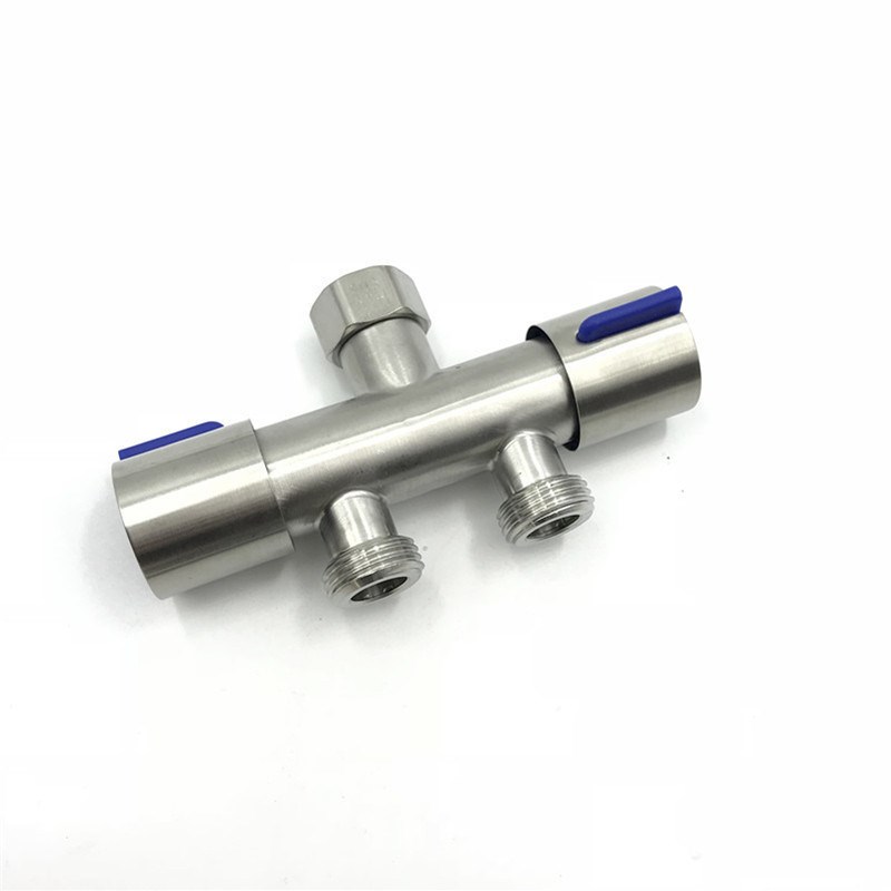 免拆活接3d04不锈钢洗衣机水龙头分流器一进二出双出水一分二转接