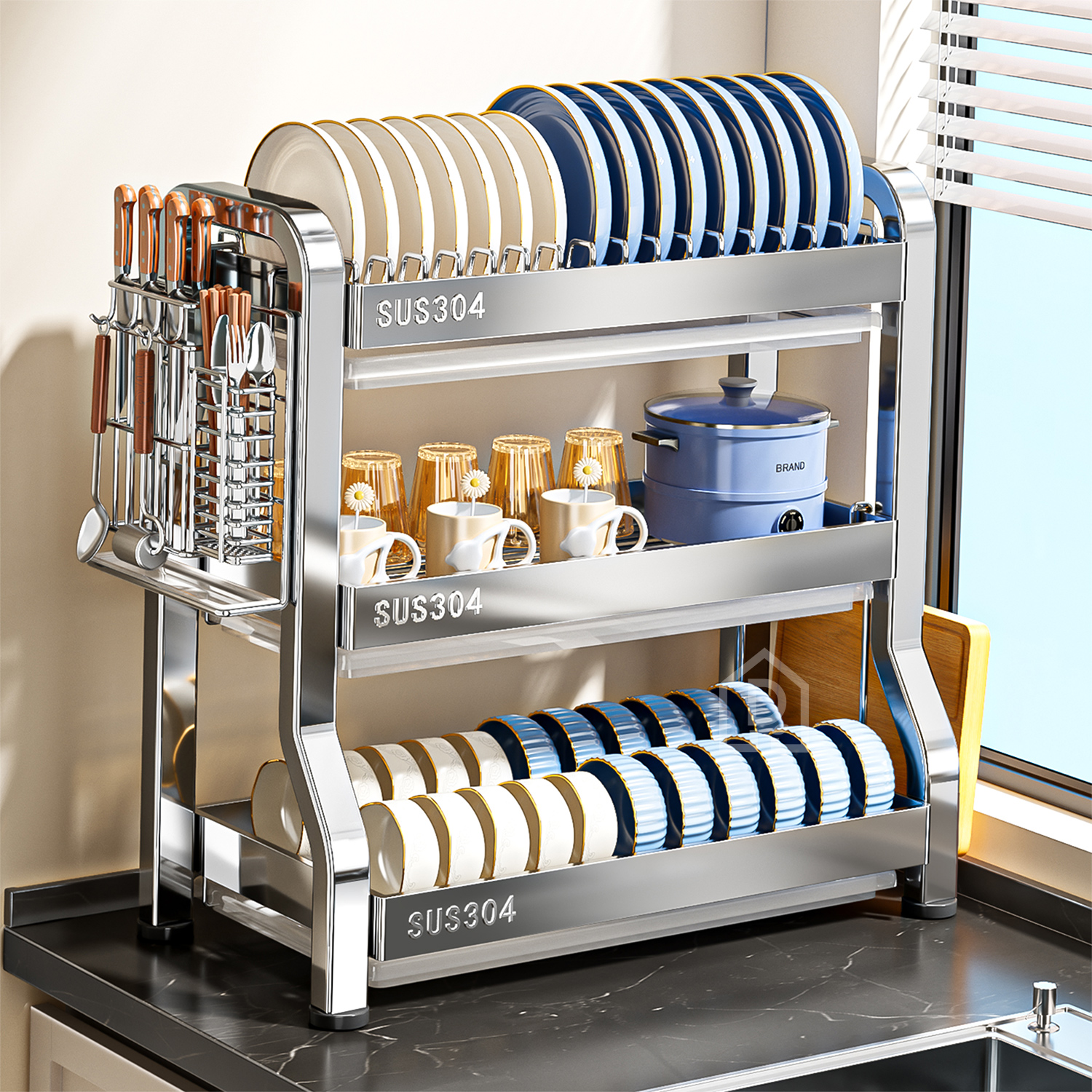 304不锈钢碗碟架收纳架加粗加厚