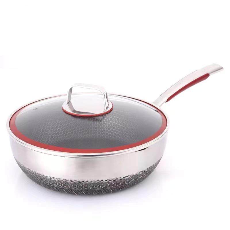 双面蜂窝雪平锅食品级家用上班油炸锅炒菜锅通用,厨房/烹饪用具,煎锅/平底锅,淘宝优惠券,粉丝福利购,淘宝优惠卷