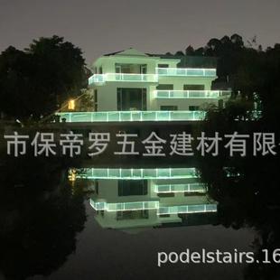 暗装 钢化玻璃扶手铝槽户外栏杆发光铝合金型槽可明装 可更换灯带现