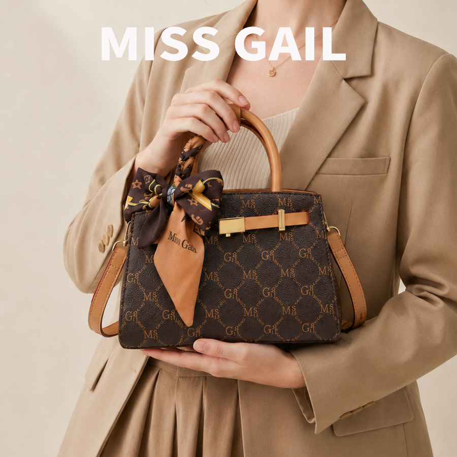 MissGail经典满印女士日常简约单肩斜挎商务通勤包小众女手拎包
