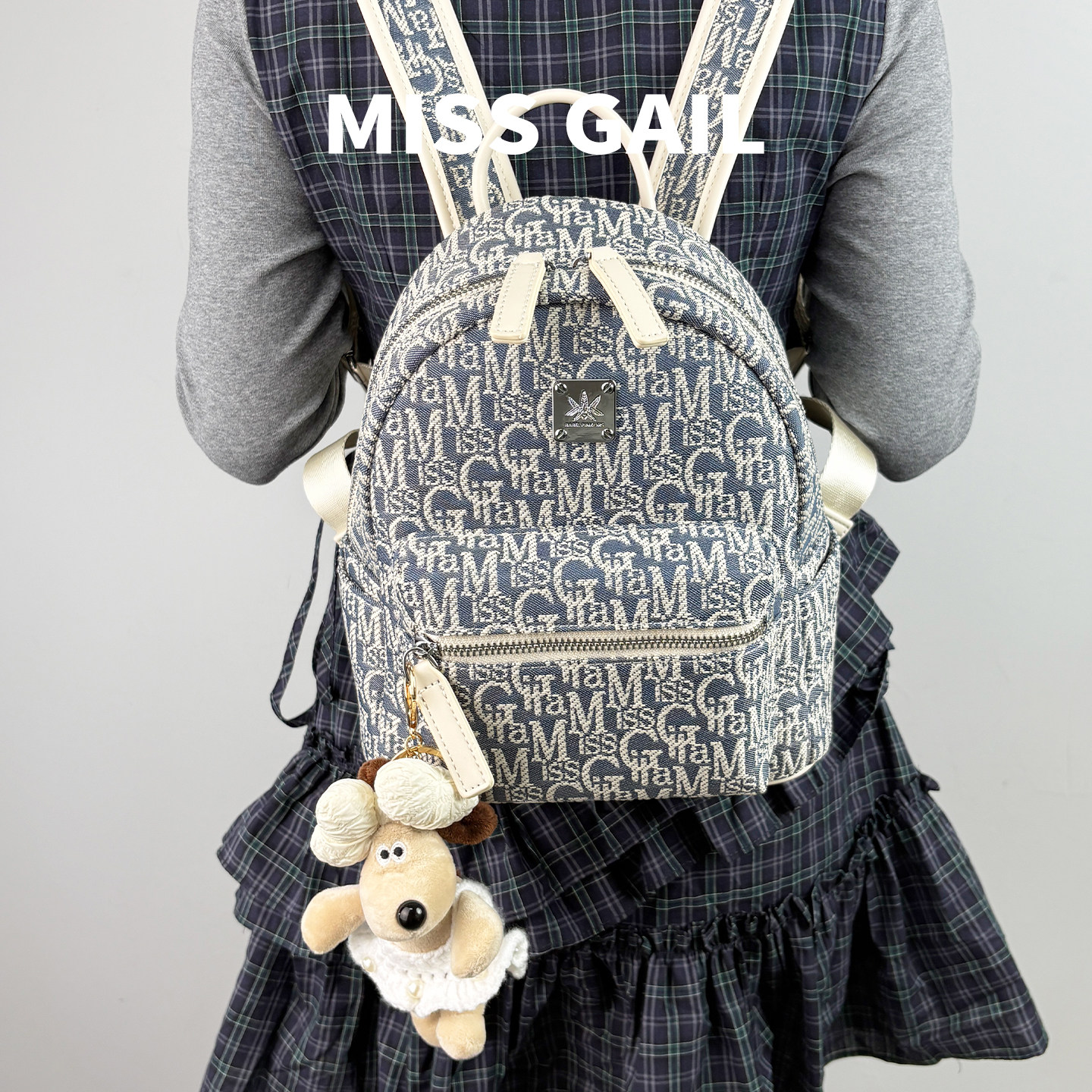 MissGail时尚甜美小狗挂件书包女大学生百搭款早八通勤上课背包