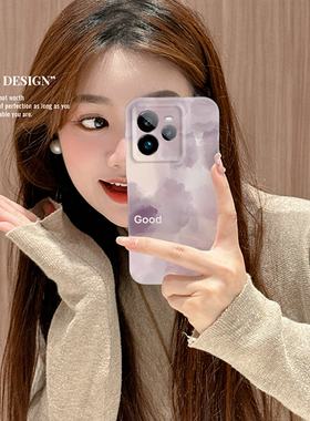 网红紫色水墨画适用realme真我GT7Pro手机壳GTNeo6se菲林硬壳GTNEO5/GTNeo2T/GTNEO3保护套女网红GT5Pro潮牌