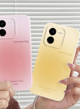 黄色渐变小清新适用vivoy37pro手机壳vivoy35/y35+/y35m/y35m+菲林硬壳潮牌vivoy33e/y33s男女网红保护套时尚