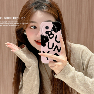 网红黑兔子个性适用vivoy300GT手机壳新款vivoy300pro+菲林硬壳y300i镜头全包y300T保护套男女生简约时尚潮