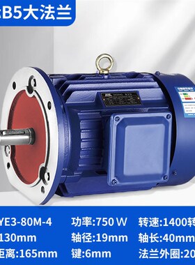 立式电动机三相国标铜线B5法兰YE3/0.75/1.5/4/5.5/7.5KW电机380V