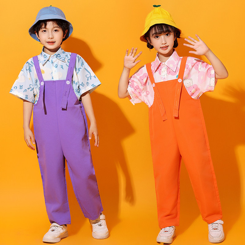 儿童大合唱演出服港风幼儿园短袖民族服装/舞台装