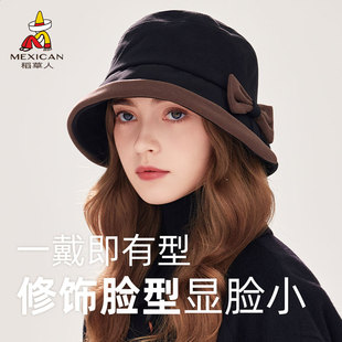 稻草人帽子冬款女显脸小大头围新款渔夫贝雷帽爆款女士秋冬洋气帽