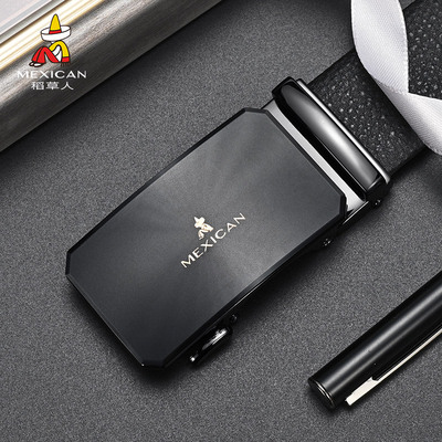 稻草人头层牛皮带男士商务