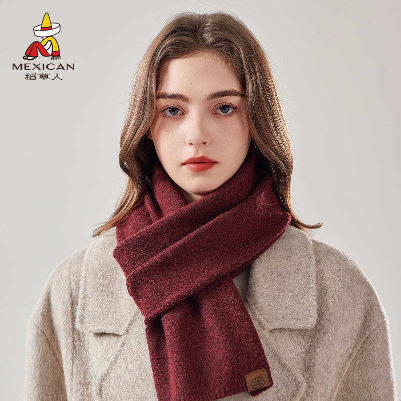 稻草人2025秋冬新款纯色简约潮流时尚洋气围巾女防风防寒短小围脖