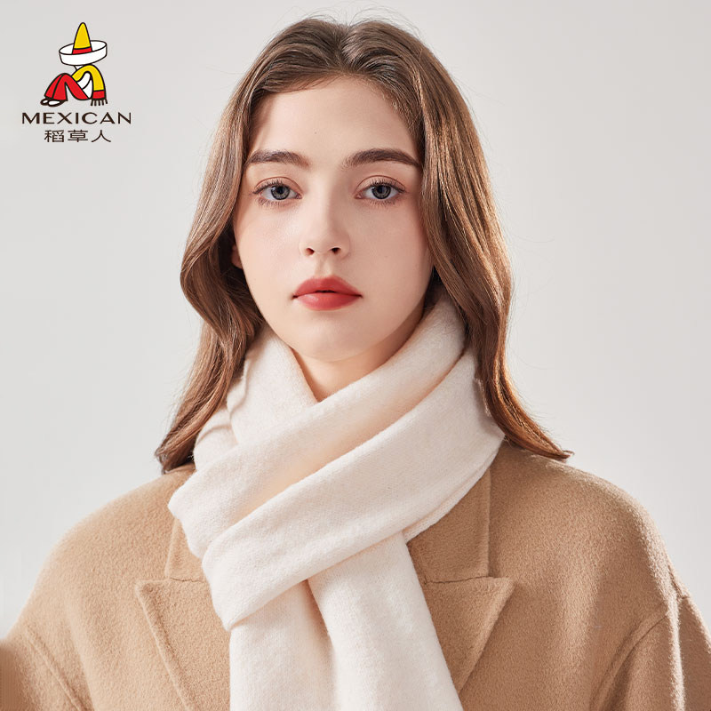 稻草人2025秋季纯色短款围巾女洋气简约学生时尚韩版外搭保暖围脖