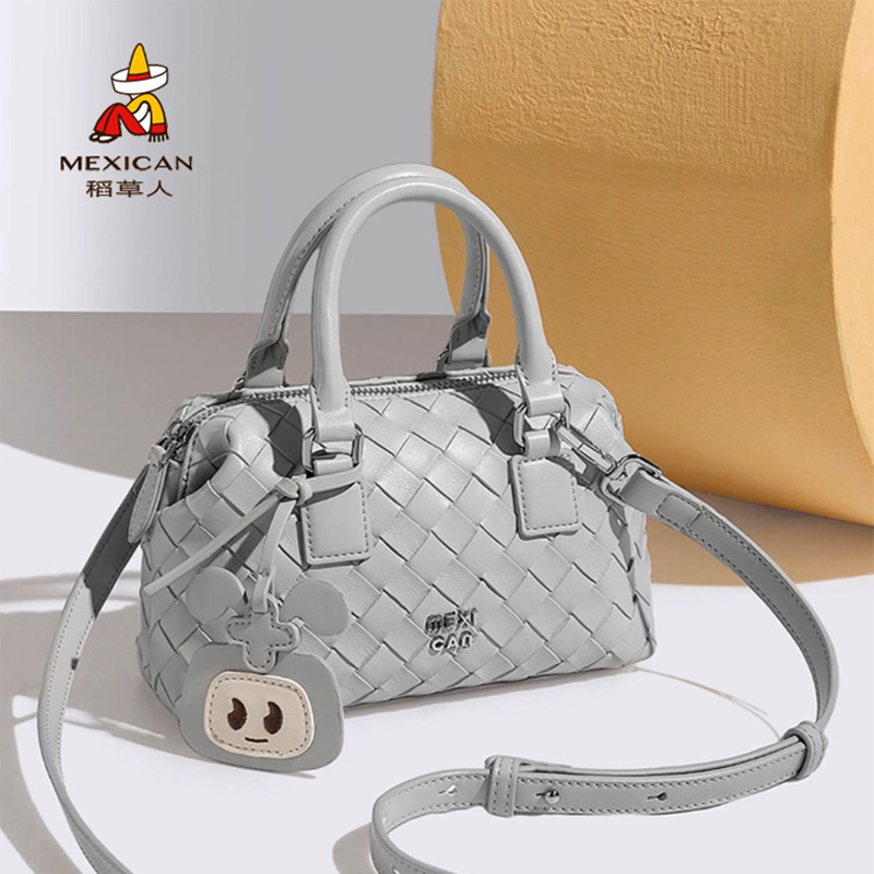 稻草人包包女包2025新款编织手提包女波士顿枕头包单肩斜挎包正品