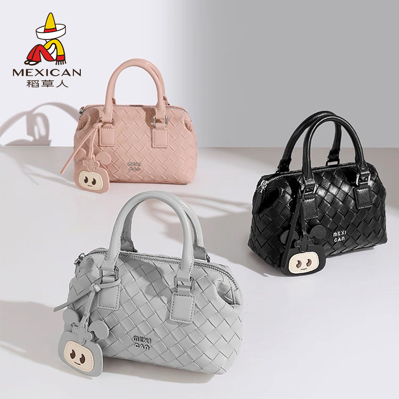 稻草人包包女包2025新款编织手提包女波士顿枕头包单肩斜挎包正品