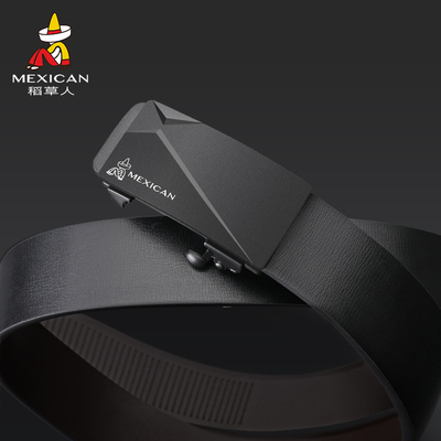 稻草人皮带男士正品时尚真牛皮无牙内穿式2026新款潮年轻人裤腰带