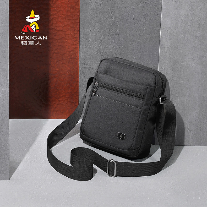 稻草人男士单肩包帆布休闲大容量商务小挂包牛津纺爸爸包夏季小包