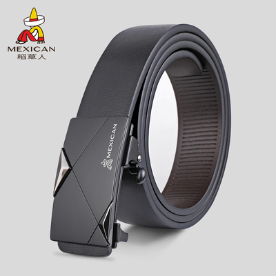 稻草人皮带男士正品时尚真牛皮无牙内穿式2026新款潮年轻人裤腰带