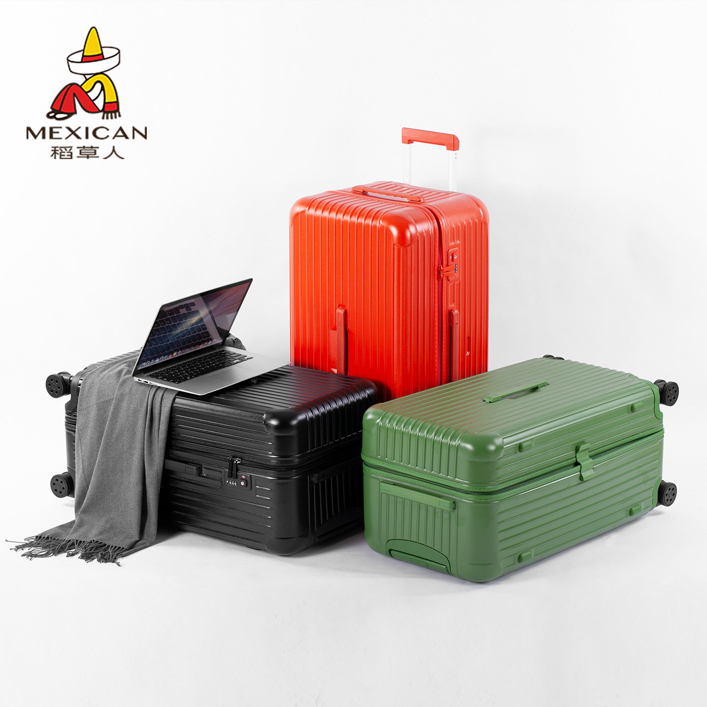 稻草人新款大容量深仓拉链行李箱轻便结实耐用女旅行箱拉杆皮箱子