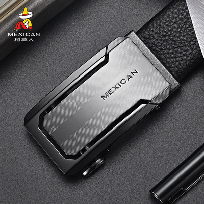 稻草人头层牛皮带男士