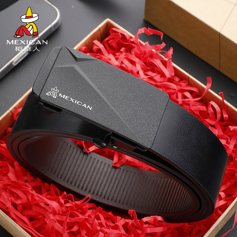 稻草人皮带男士正品真牛皮时尚无牙内穿式2025新款潮年轻人裤腰带