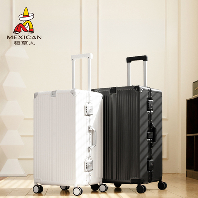 稻草人新款行李箱女生大容量铝框加厚结实耐用旅行拉杆男学生皮箱