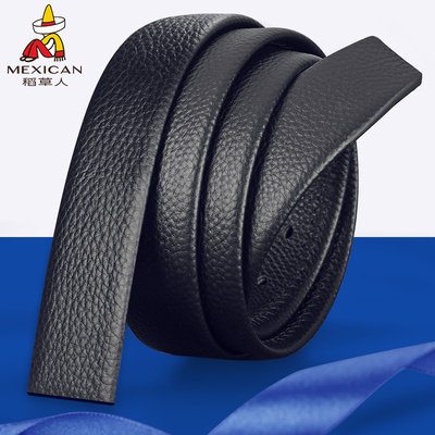 稻草人无头皮带男士真牛皮不带头针扣裤腰带带条新款潮裤带身配件