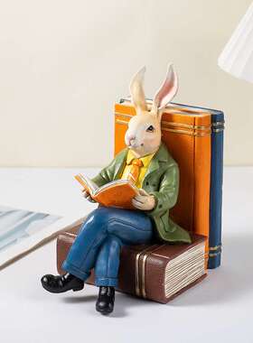 跨酒境新品电看书兔先生摆件家居客厅柜63252视柜关装饰品树脂玄