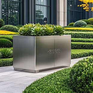 户外锈广钢花箱圆形花组坛铁艺场树池长方形花钵花盆花槽合不室外