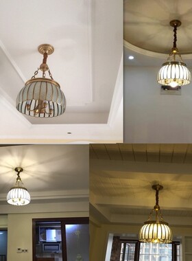 低价简约式欧式厅玻房璃灯吊灯卧室客AD303厅欧铜灯餐全铜书吊灯