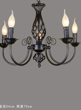 蜡吊灯美式简UVE约复古烛灯具厂家直简欧销餐家用厅卧室吊灯创意