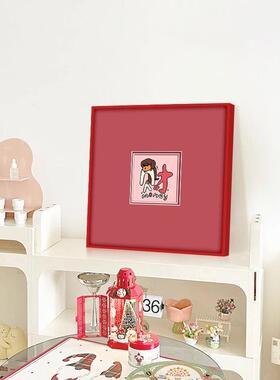 多餐巴胺小狗客厅装饰小众桌艺AMD术厅组合挂画极简红色画卧室面