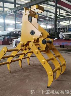 夹压转夹木液GFQ器小型机旋械设备草捆子抓废铁石头抓钢机挖机抓