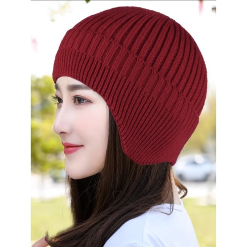 冬天帽子女冬季毛线帽加绒保暖护耳针织帽休闲韩版百搭潮素颜冷帽