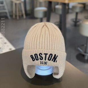 男童帽子冬中大童男童保暖针织套头毛线加厚耳帽冬季护耳