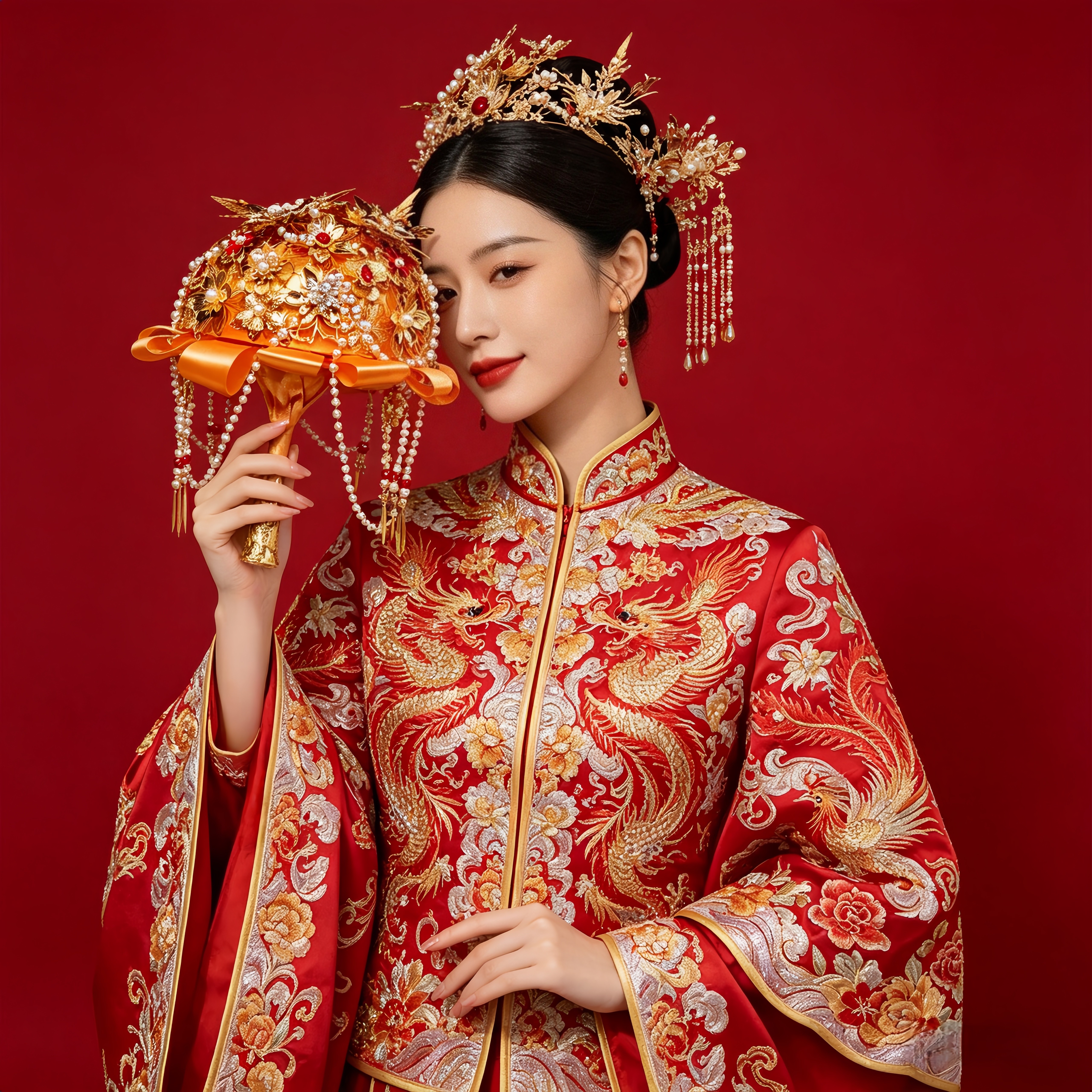 黄金色手捧花新娘结婚diy材料包秀禾婚礼新款高级感手工礼物送人图片