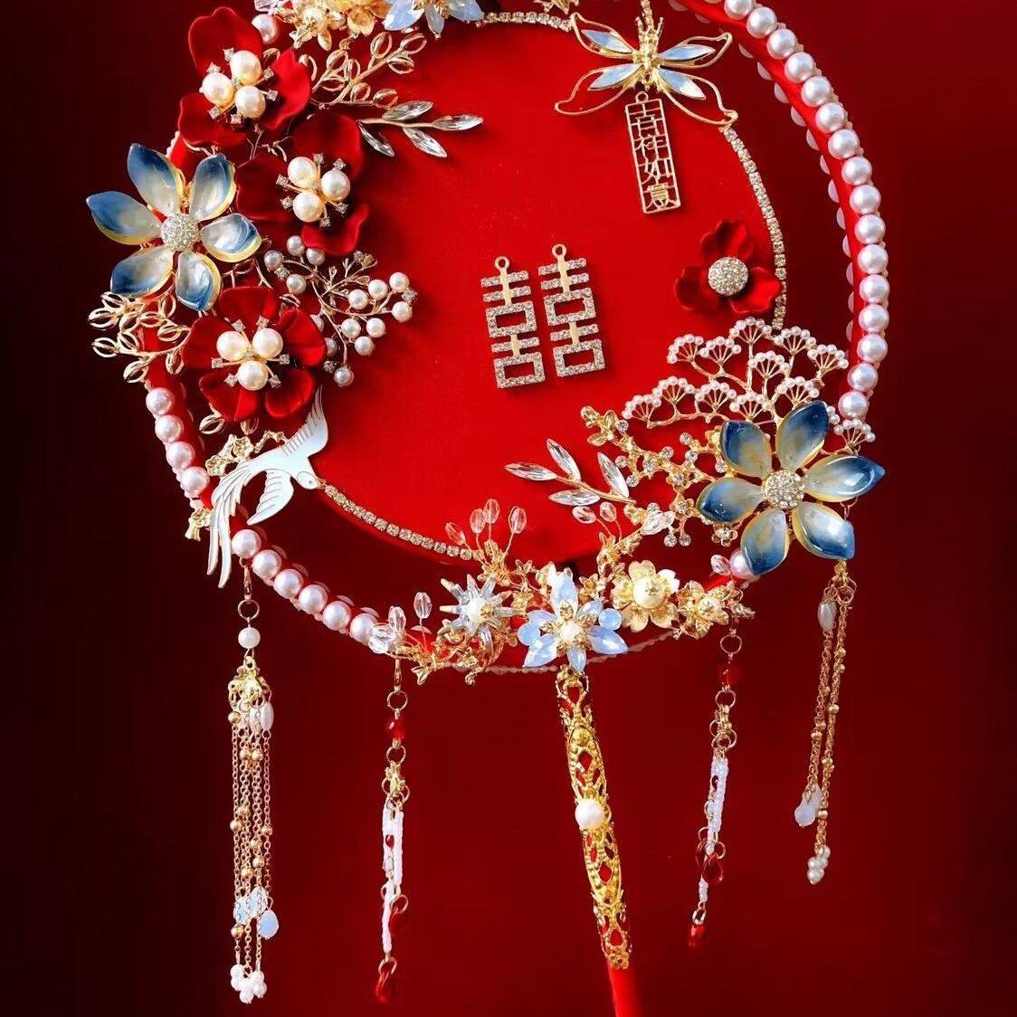 新中式红金团扇diy材料包新娘结婚礼物龙凤秀禾服高级婚礼拍照,家居饰品,工艺扇/团扇/喜扇/折扇,淘宝优惠券,粉丝福利购,淘宝优惠卷