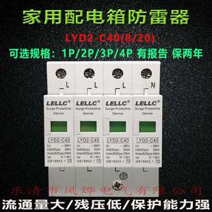 C40 LELLC浪涌防水保护器LYD2 4P家用配电箱柜SPD避防雷器模块