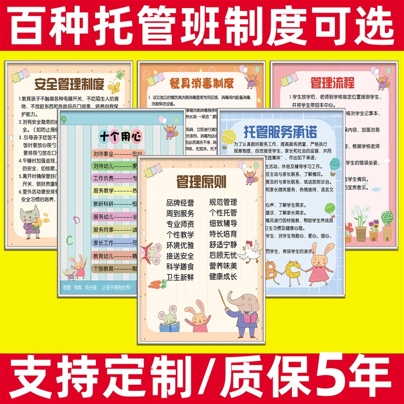 托管班管理制度托管机构墙面装饰环境布置K文化墙贴幼儿园教室海