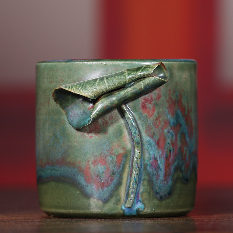 钧瓷茶杯陈俊才大师全手工炭烧荷韵杯创意陶瓷功夫茶具主人杯品茗