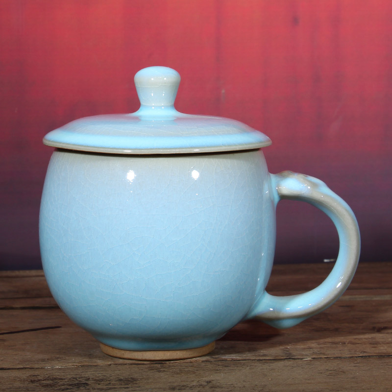 钧瓷茶杯禹州神垕钧窑变李亚洲如意杯办公室家用喝水杯陶瓷带盖