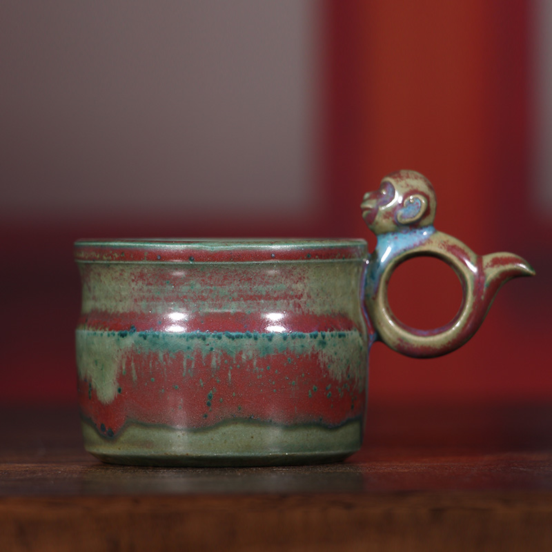 钧瓷茶杯陈俊才大师全手工炭烧守候中式创意陶瓷功夫茶具主人杯