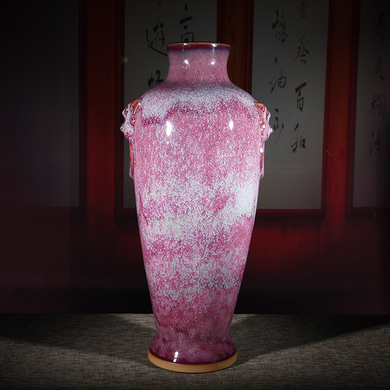 钧瓷花瓶益寿瓶陶瓷摆件插花花瓶家居客厅书房博古架办公室装饰品