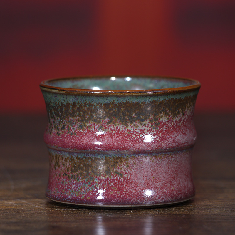 钧瓷茶杯吴航生全手工竹节杯中式陶瓷功夫茶具单杯主人杯品茗杯