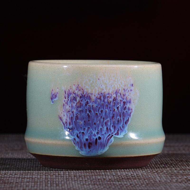 钧瓷茶杯李晓虎窑变釉直筒杯陶瓷茶具主人杯茶盏客厅单杯品茗杯