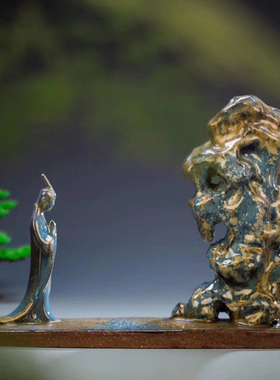 王方舟大师获奖作品问石河南禹州神垕钧瓷摆件珍品级藏品钧窑釉变