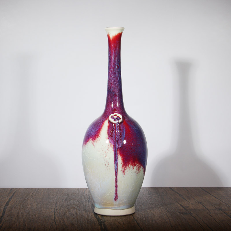 钧瓷花瓶陶瓷现代风客厅摆件复古典雅博古架玄关居家桌面装饰高档