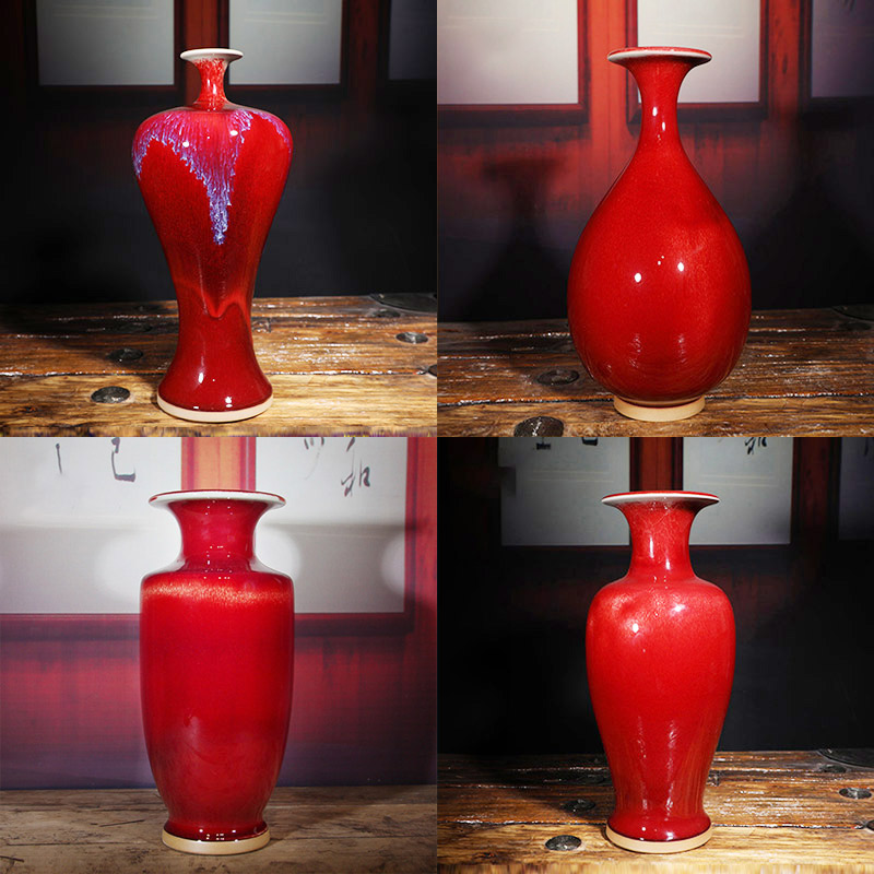 钧瓷花瓶陶瓷花瓶客厅电视柜新中式摆件高档复古家居玄关插花装饰