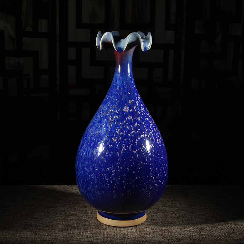 钧瓷花瓶客厅玄关博古架摆件中式复古荷口玉壶春送朋友长辈礼盒装