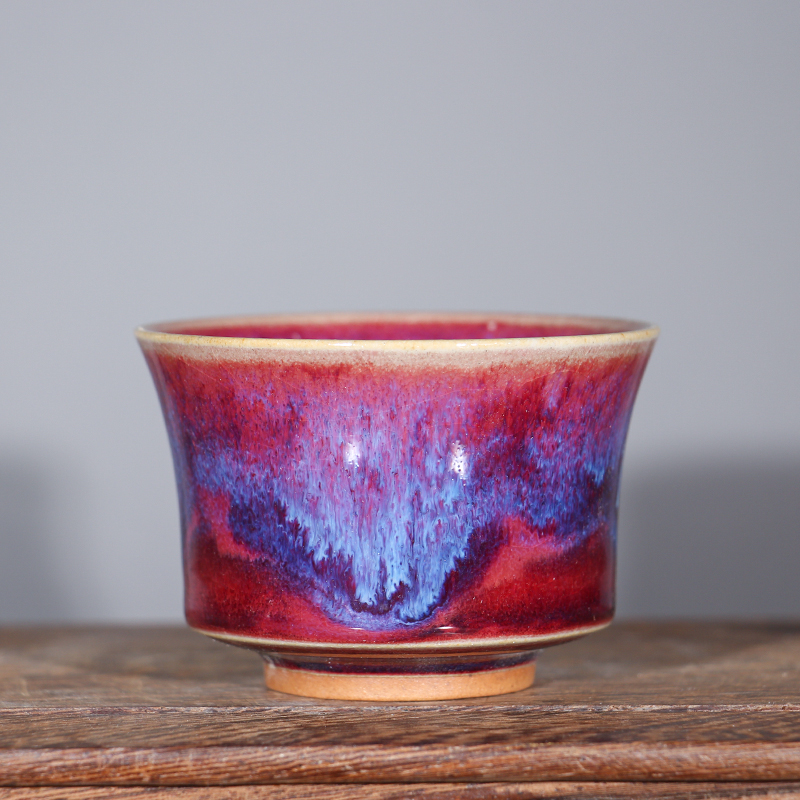 禹州神垕张亚龙大师山水釉马蹄杯钧瓷主人杯陶瓷茶具家用品茗茶杯